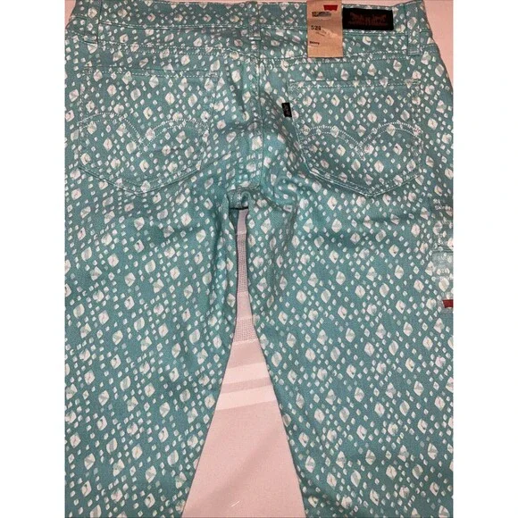 Levis 524 Size 9M Too Superlow Skinny Black Label Aqua Pattern Jeans - Picture 10 of 11